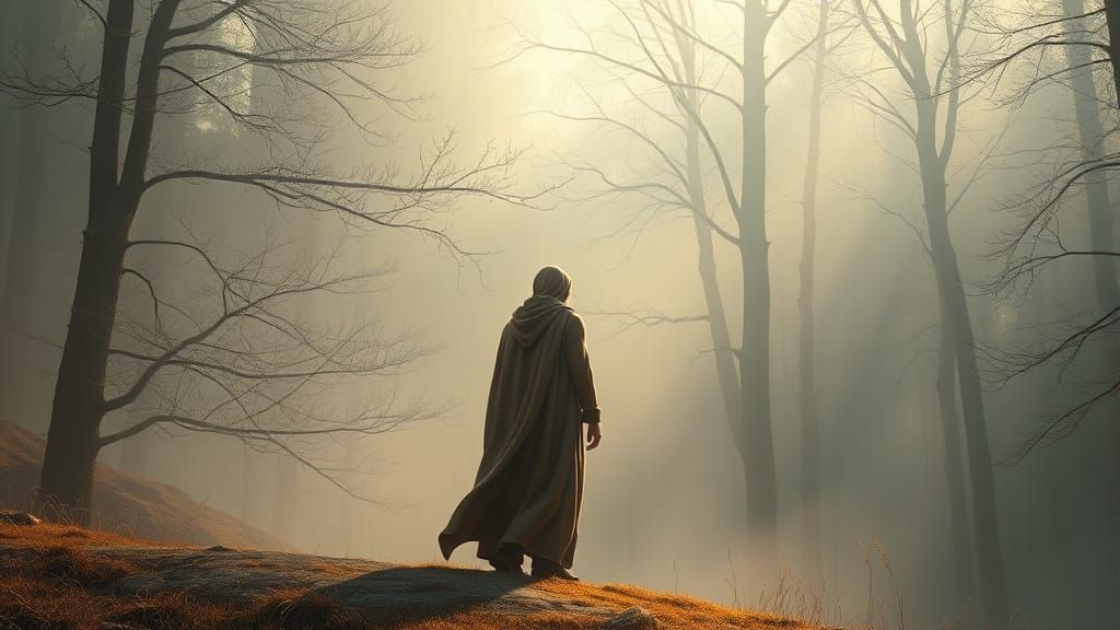 Mystical Forest Figure in Ethereal Fantasy Style