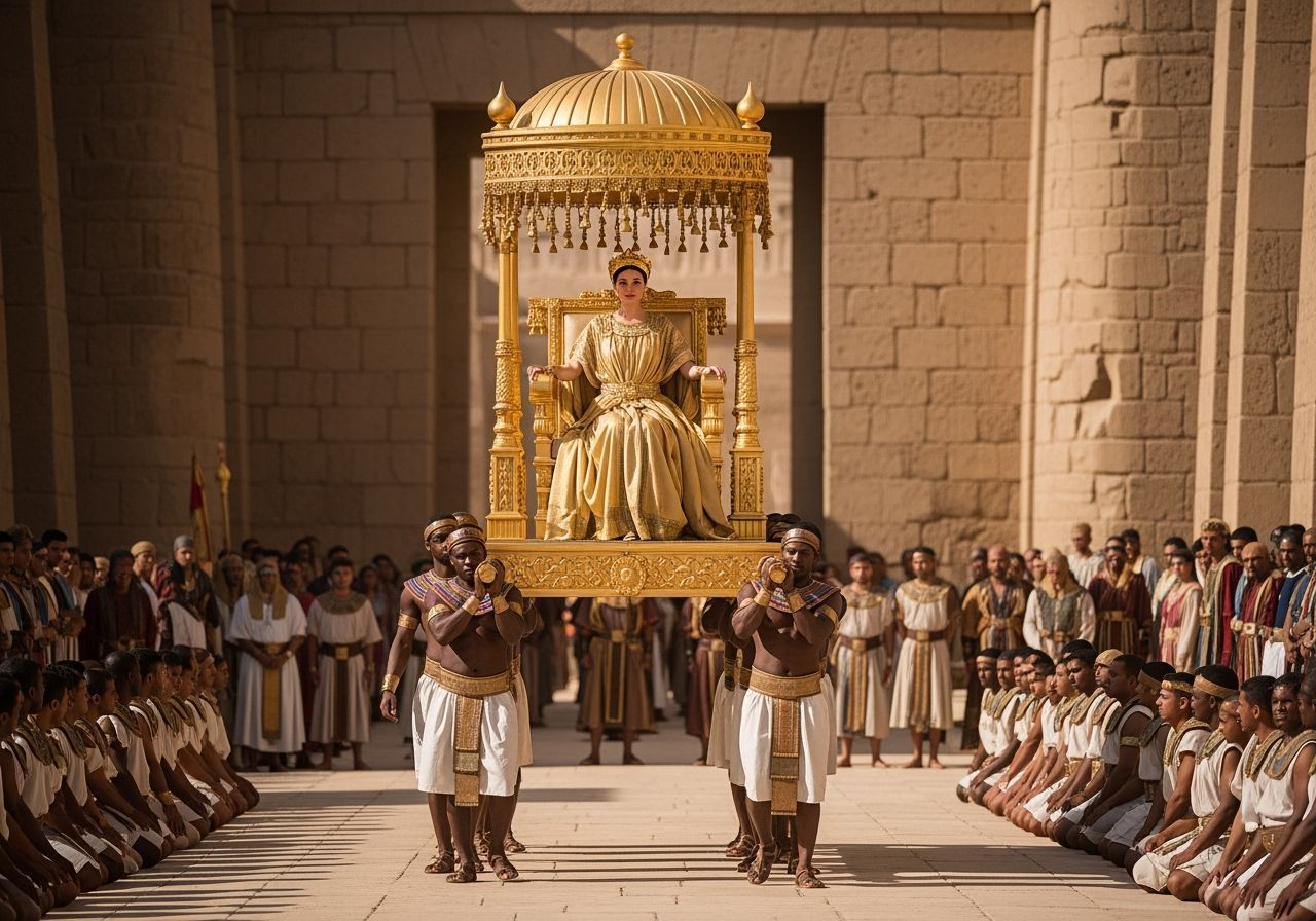 Roman Empress Parade Through Ancient Egypt in Lavish Gold