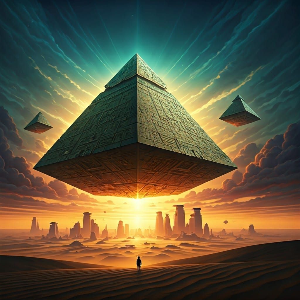 Egyptian Pyramids Ascend as Celestial Vessels