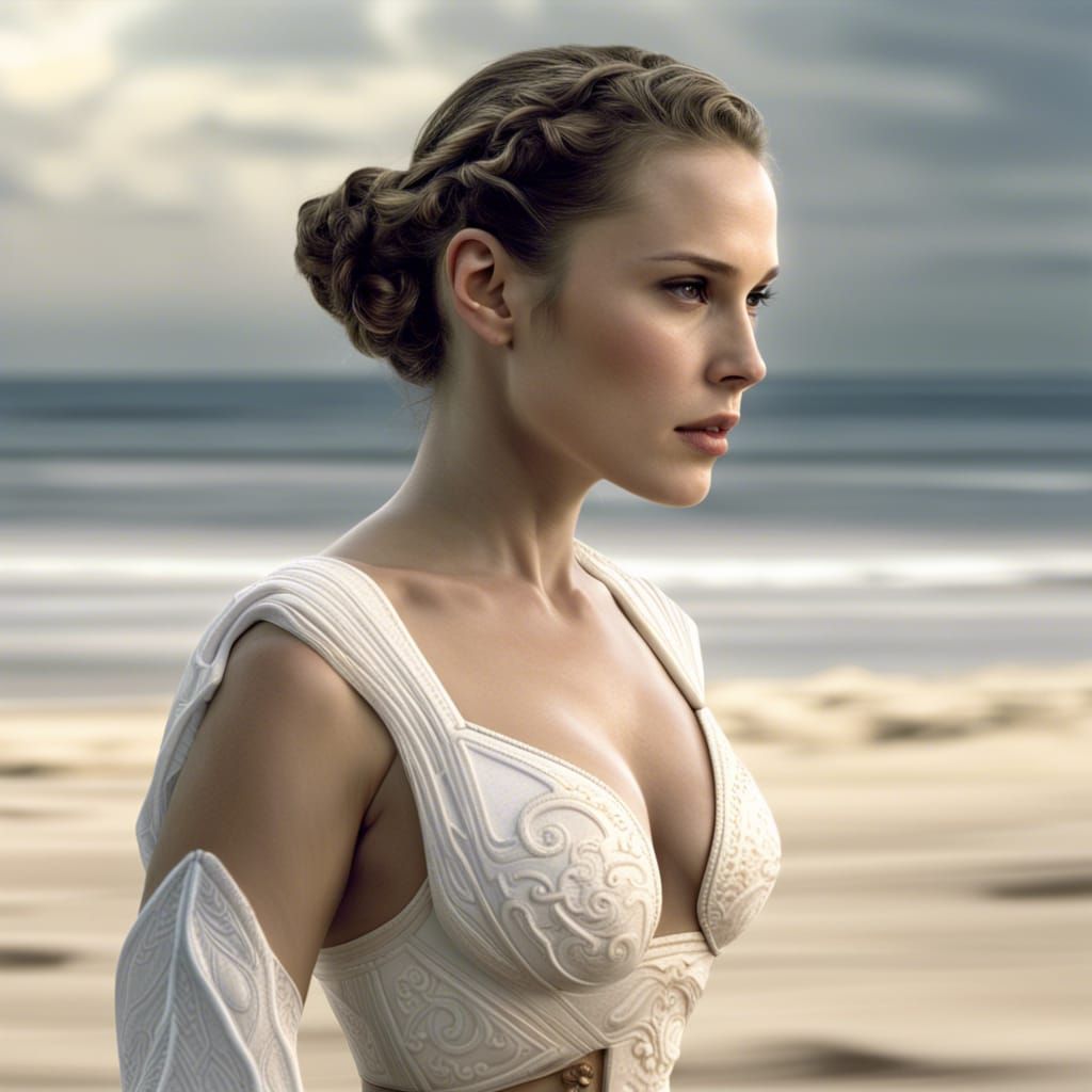 Beach Portrait of Woman in White Bikini, 8K