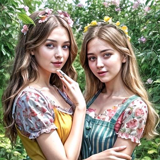 Beautiful Girls in Whimsical Pizza Garden