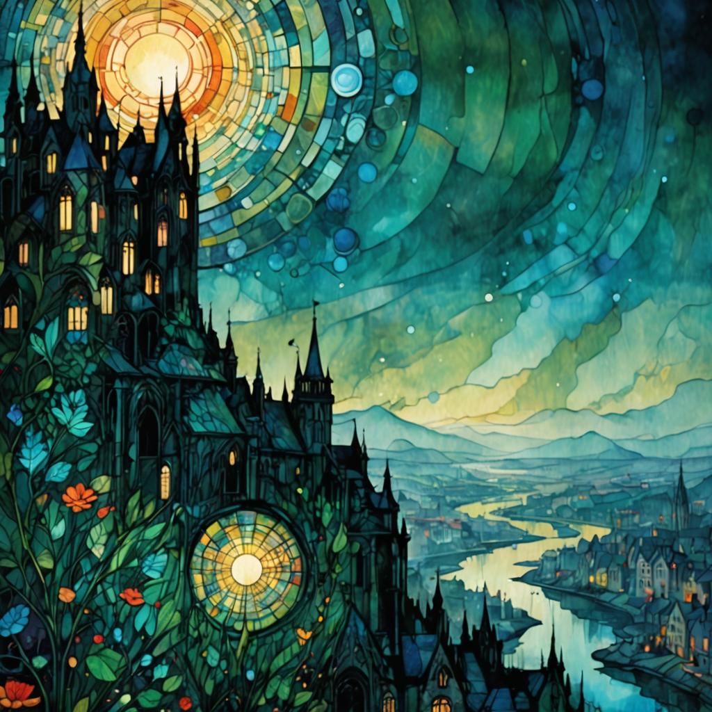 Stained Glass Art Brut Digital Illustration