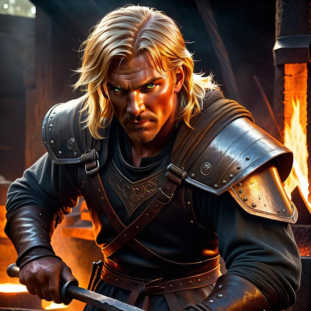 Medieval Smith at the Forge: Fantasy Art