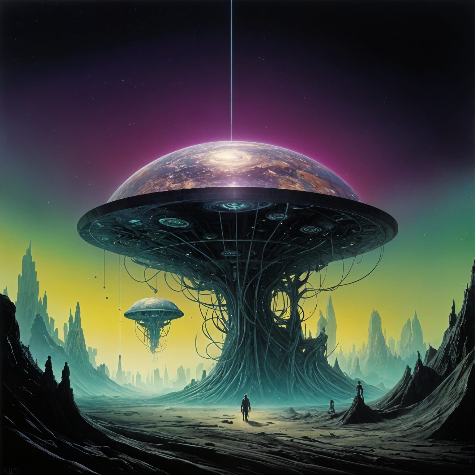 Surreal Metallic Button Unleashes Futuristic Invasion