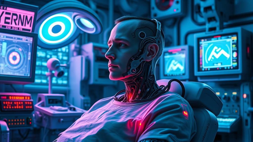 Cybernetic Implants in Futuristic Pixel Art Style