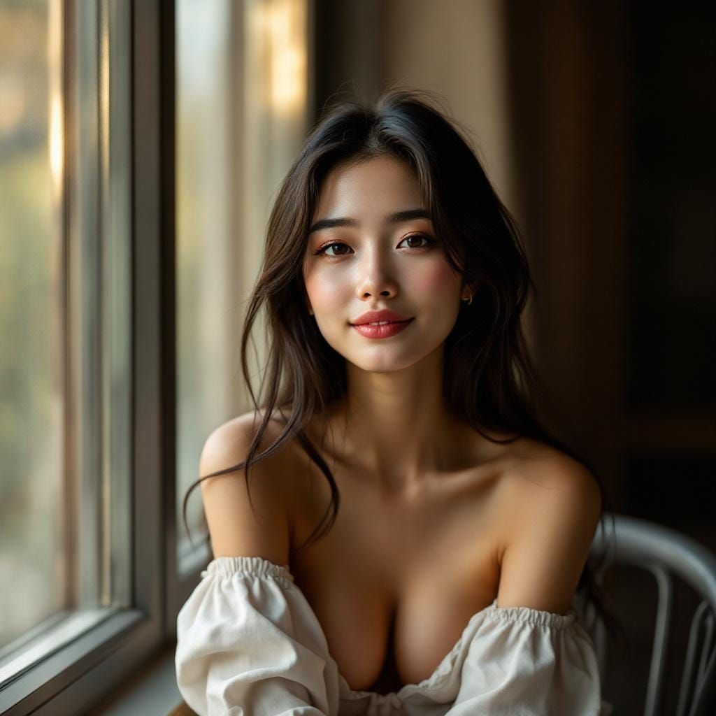 Serene Southeast Asian Woman in Golden Hour Light