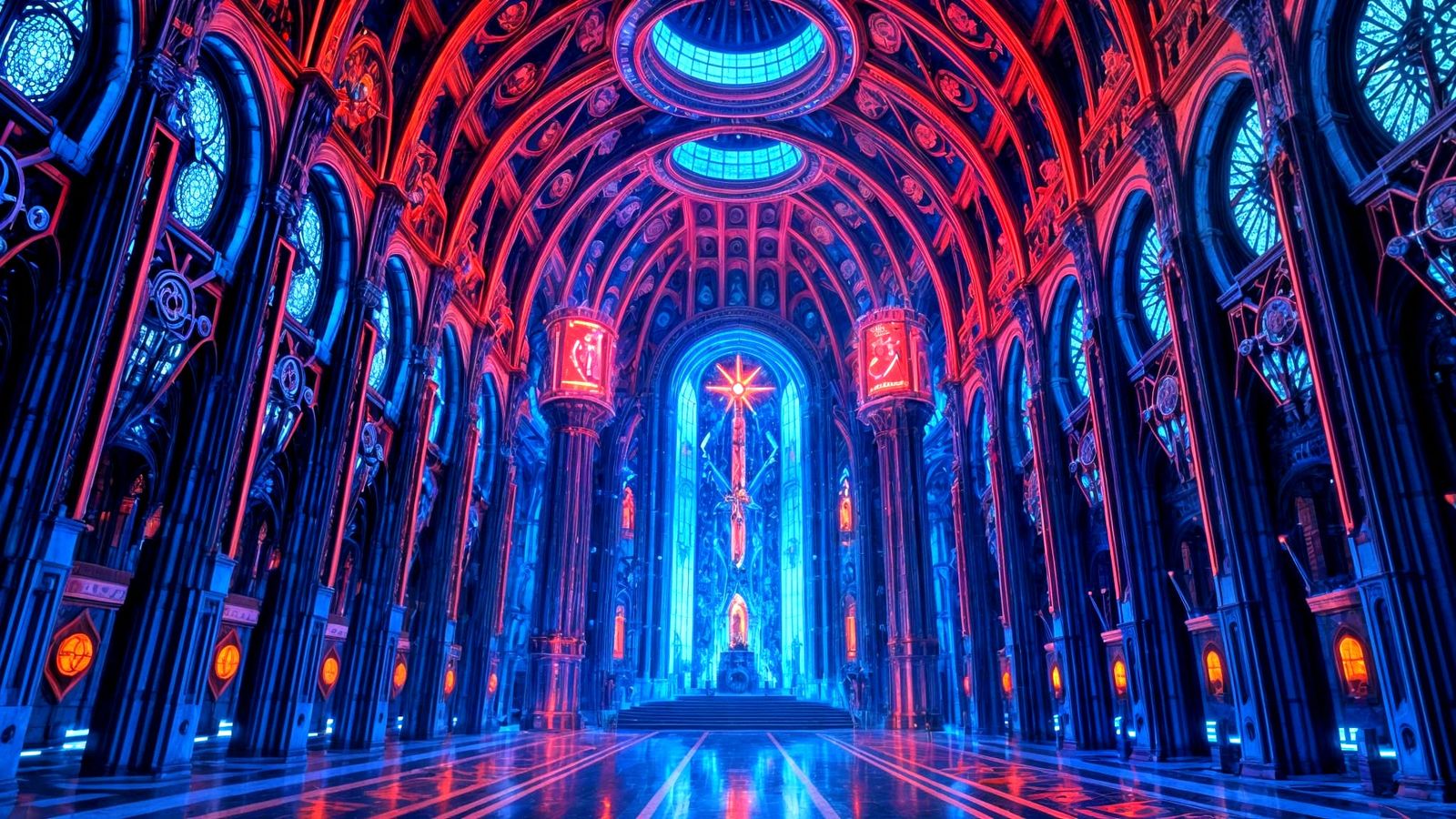 Futuristic AI Cathedral with Intricate Lighting