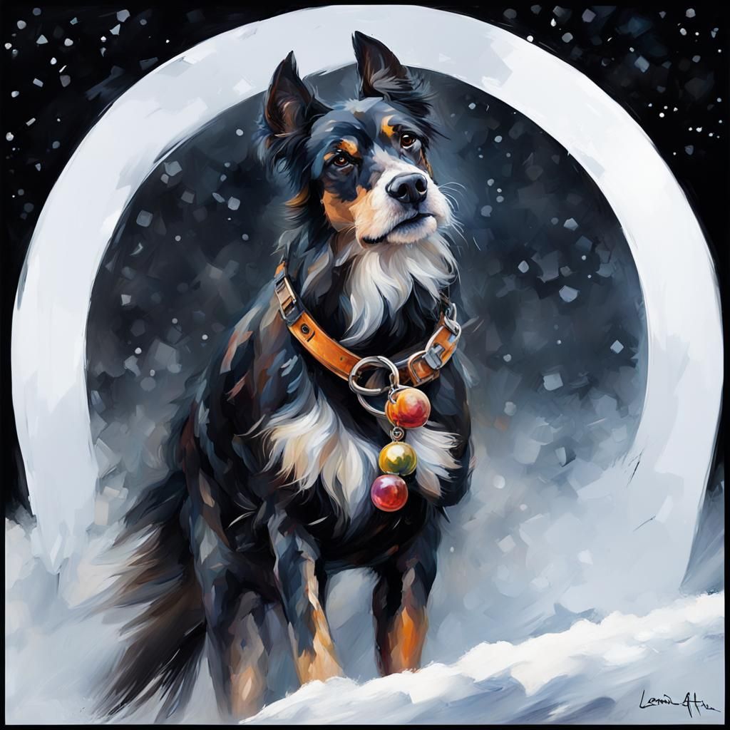 Horse in Snowy Woods, Hyperrealistic Leonid Afremov Style