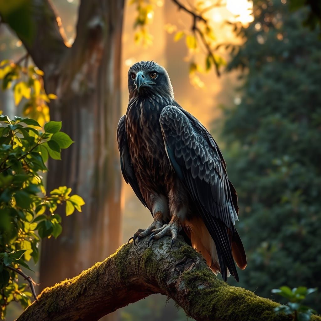 Harpy Eagle Perched in Lush Forest, Wildlife Photography