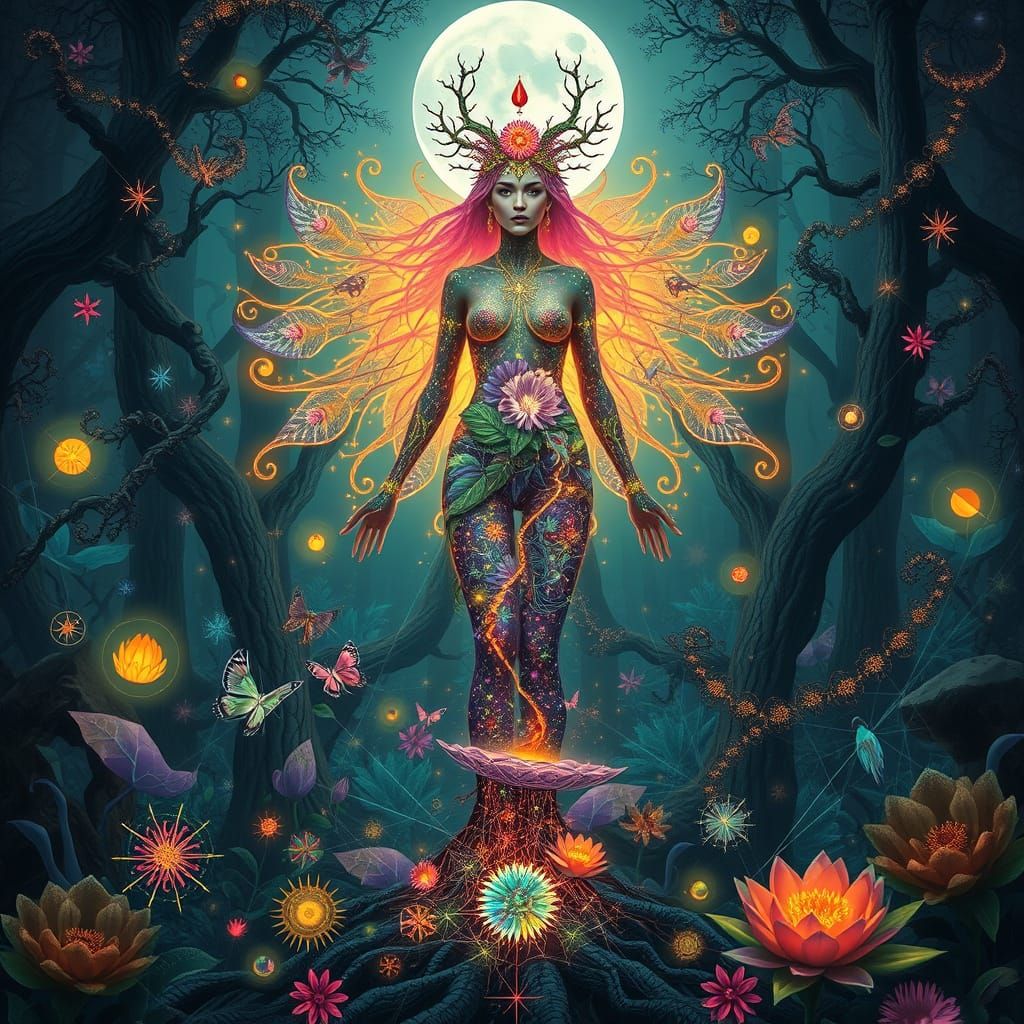 Ethereal Goddess of Spring Awakens Amidst Vibrant Fantasy Re...