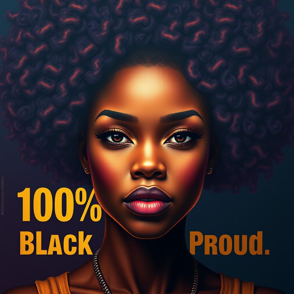 Glossy Oil Painting Portrait of a Confident African American...