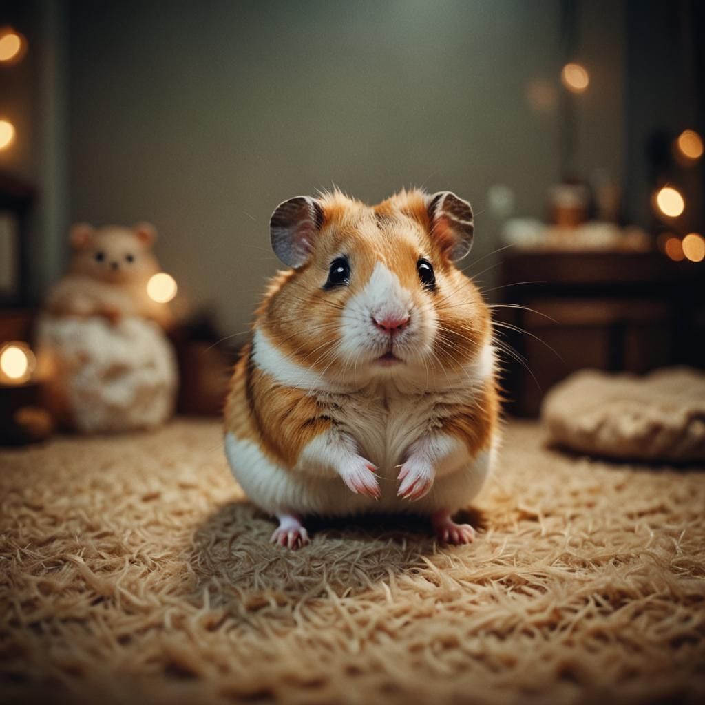 Cinematic Hamster Portrait with Warm Lighting