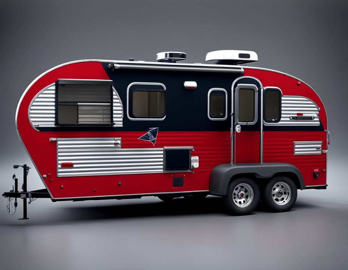 Teardrop Trailer on Beach in 3D Game Cinematic Style