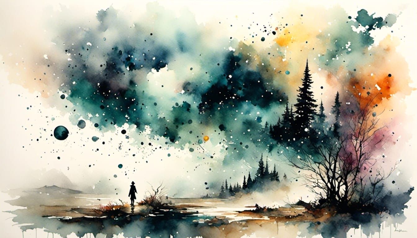 Mystical Cosmic Magic in Antique Watercolor Style