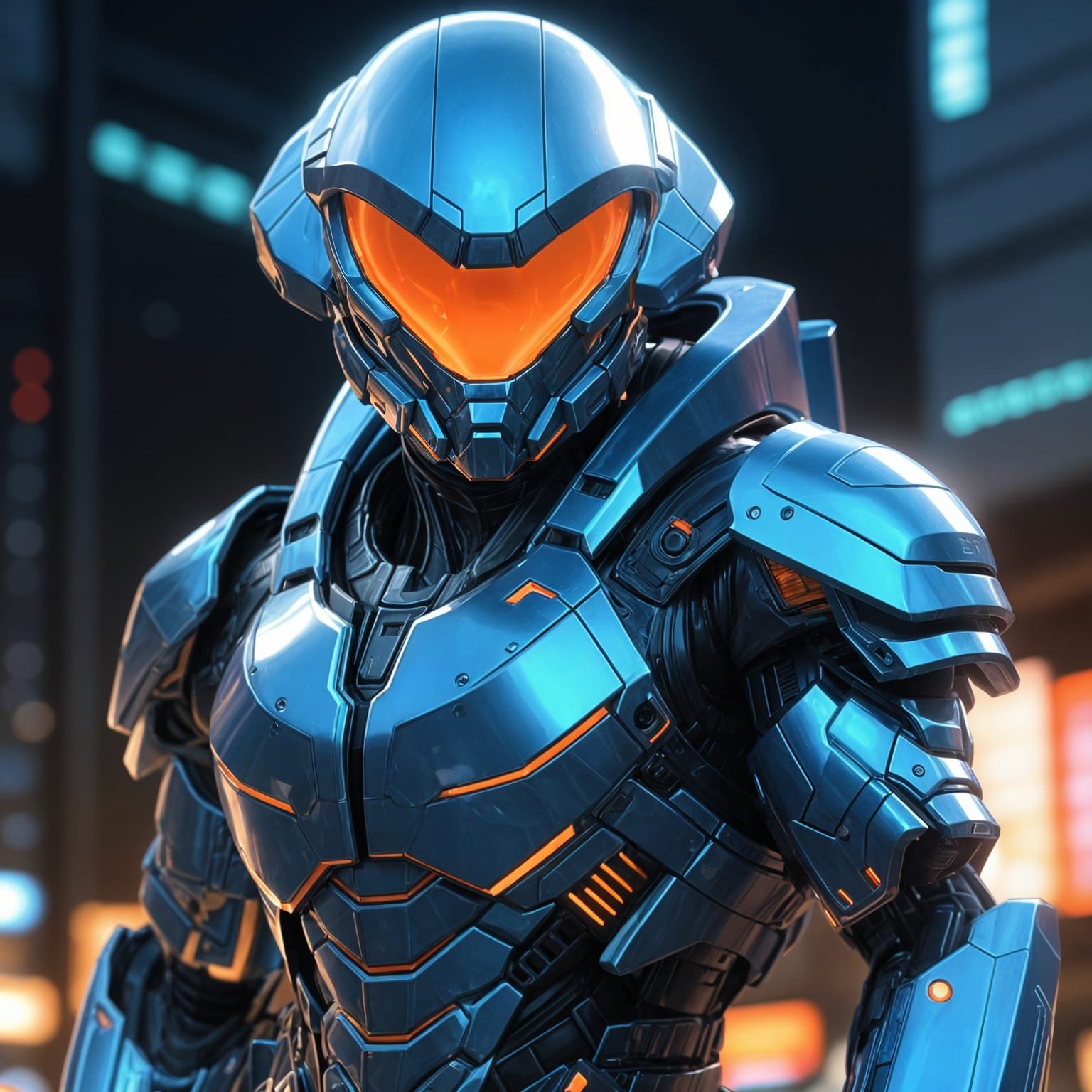 Cyberpunk Alien Soldier in Neon Armor