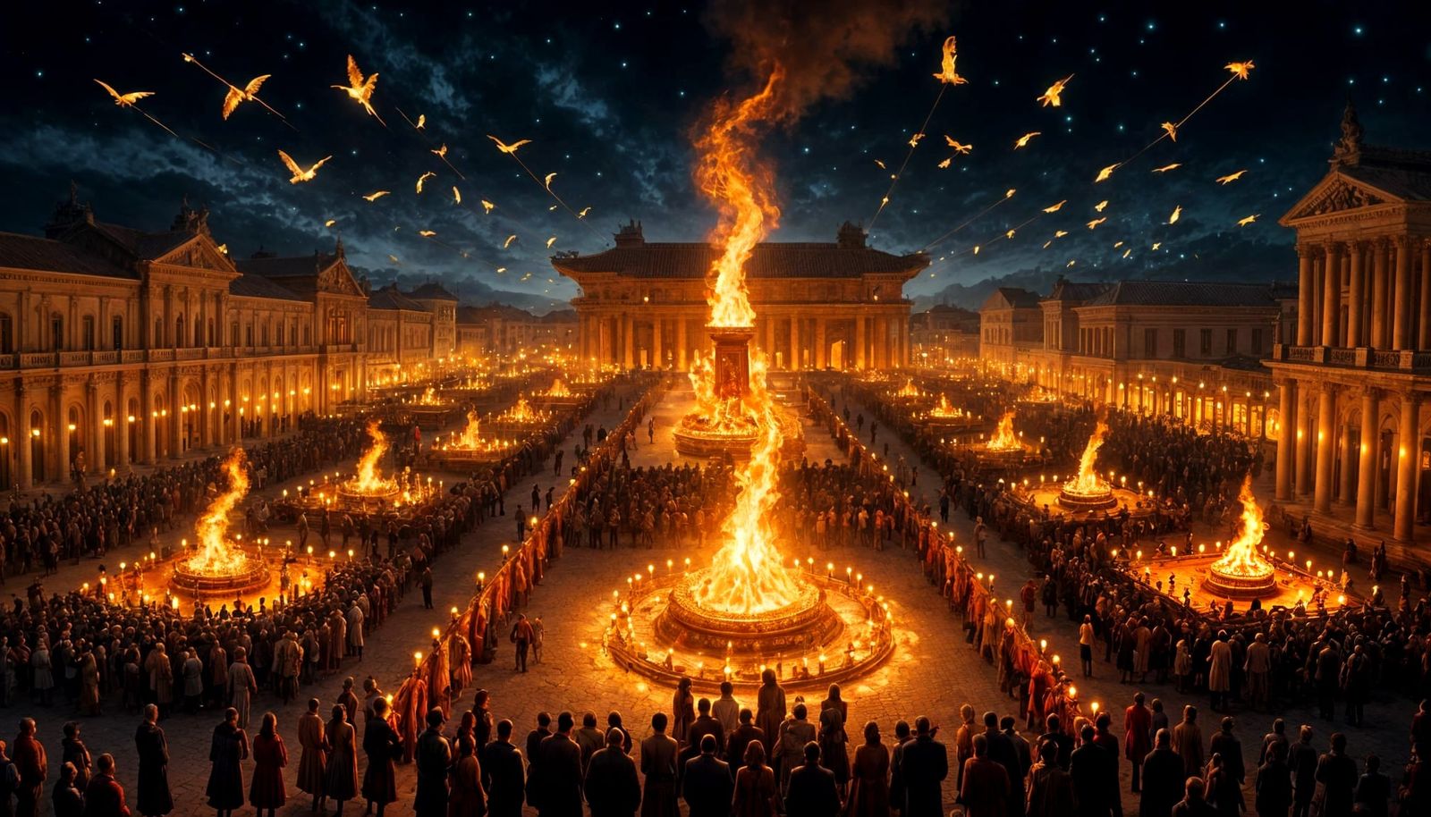Epic Festival of Eternal Flame with Glowing Lanterns