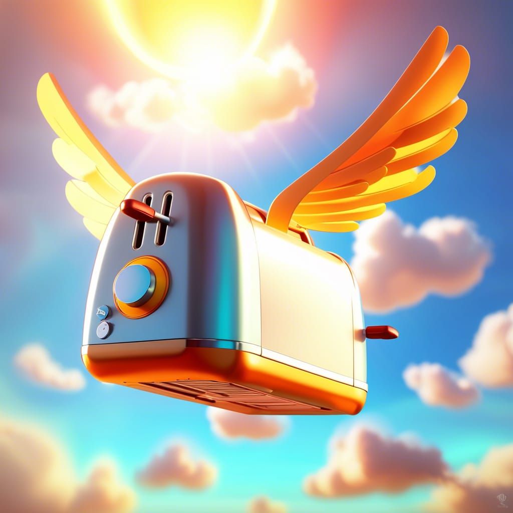 Flying Toaster in 3D Pixar Style
