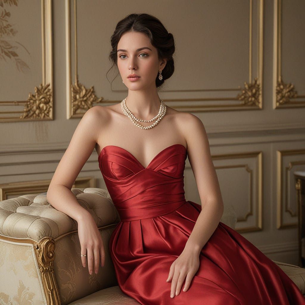 Goddess in Red Silk, Empire Style