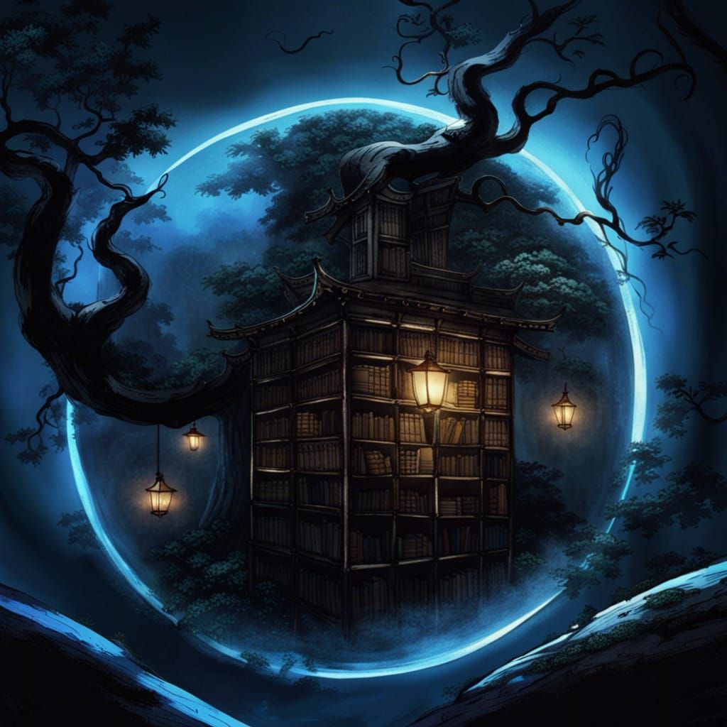 Poetic Wonderland: Japanese Ink Dreamscape of Books