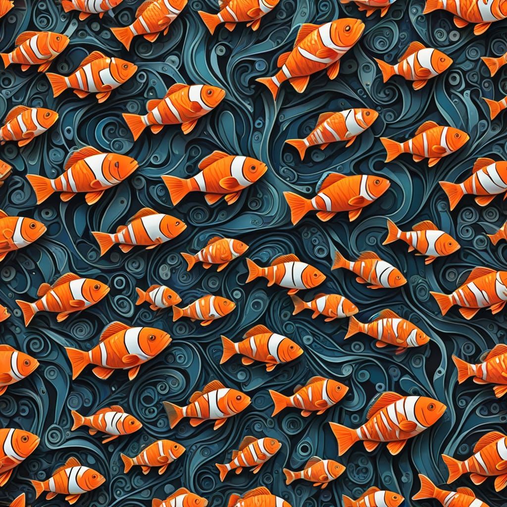 Vibrant Fractal Fish in Kaleidoscopic Colors