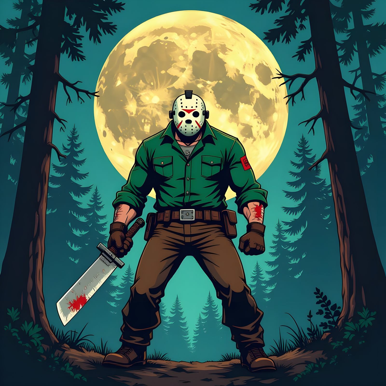 Hyperrealistic Jason Voorhees in Scooby Doo Villain Style