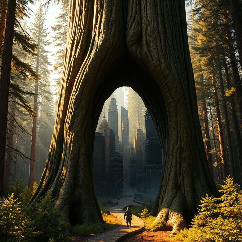 Hidden Metropolis Inside Ancient Forest Tree