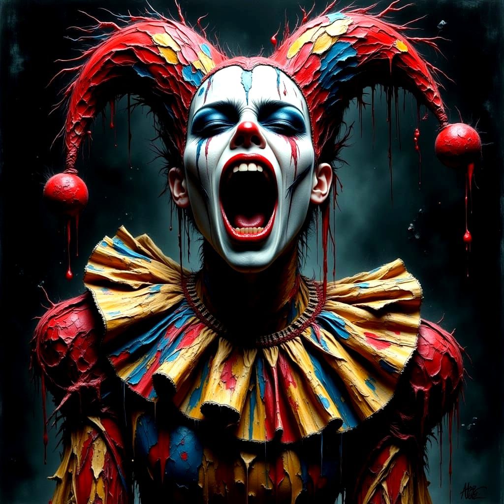 Female Harlequin Screaming, Dramatic Comic Book Art