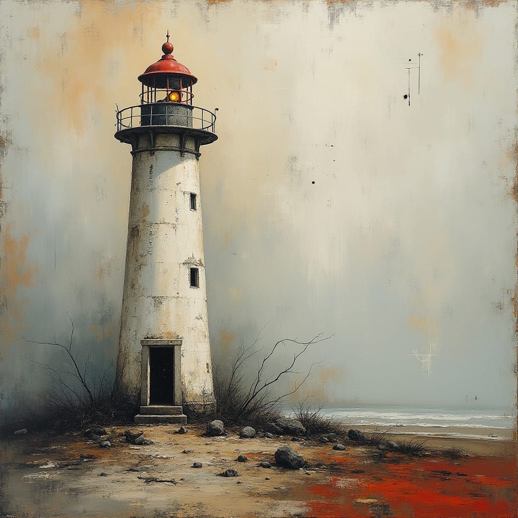 Weathered Lighthouse in Decaying Splendor
