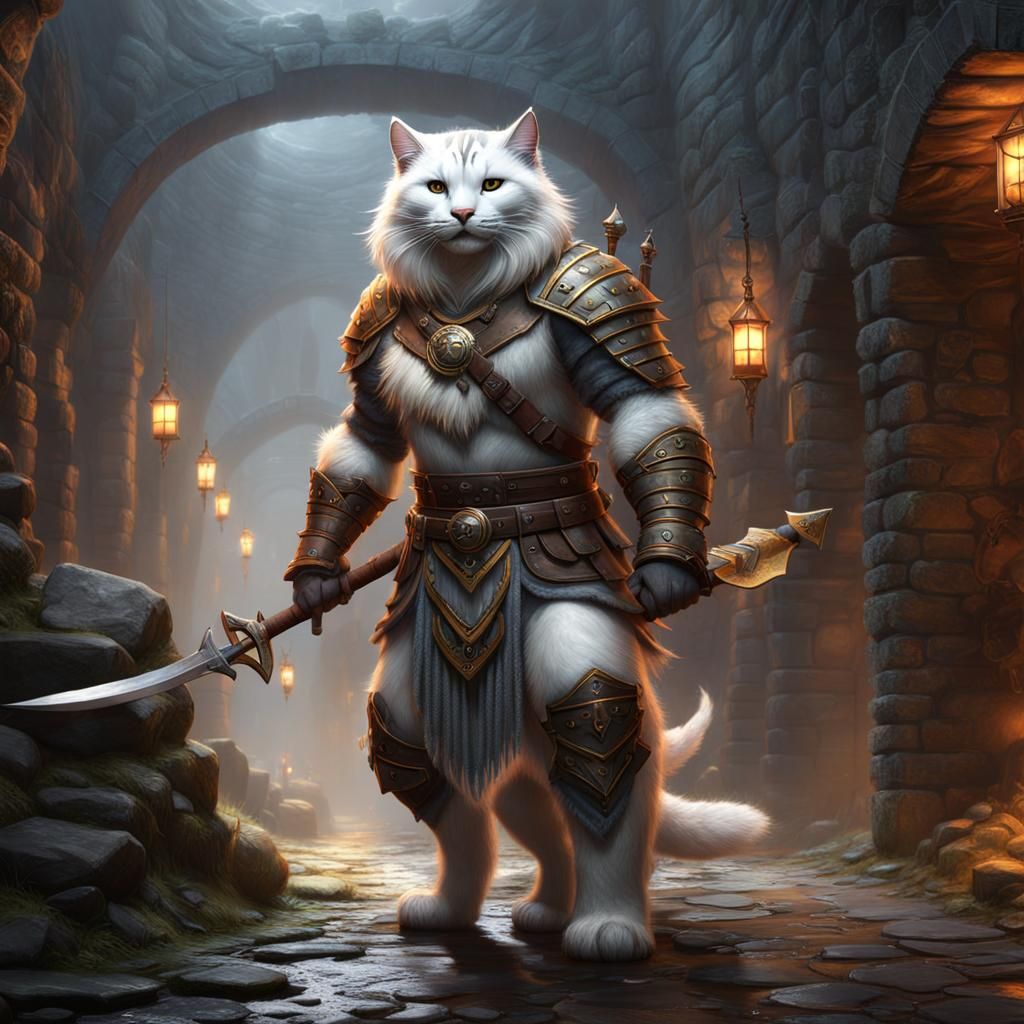 Tabaxi Barbarian in Ethereal Medieval Sewer Fantasy