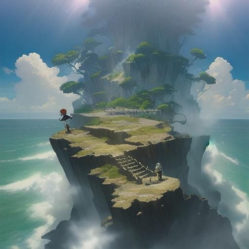 Luffy on Rocky Cliff: Shonen Manga Art