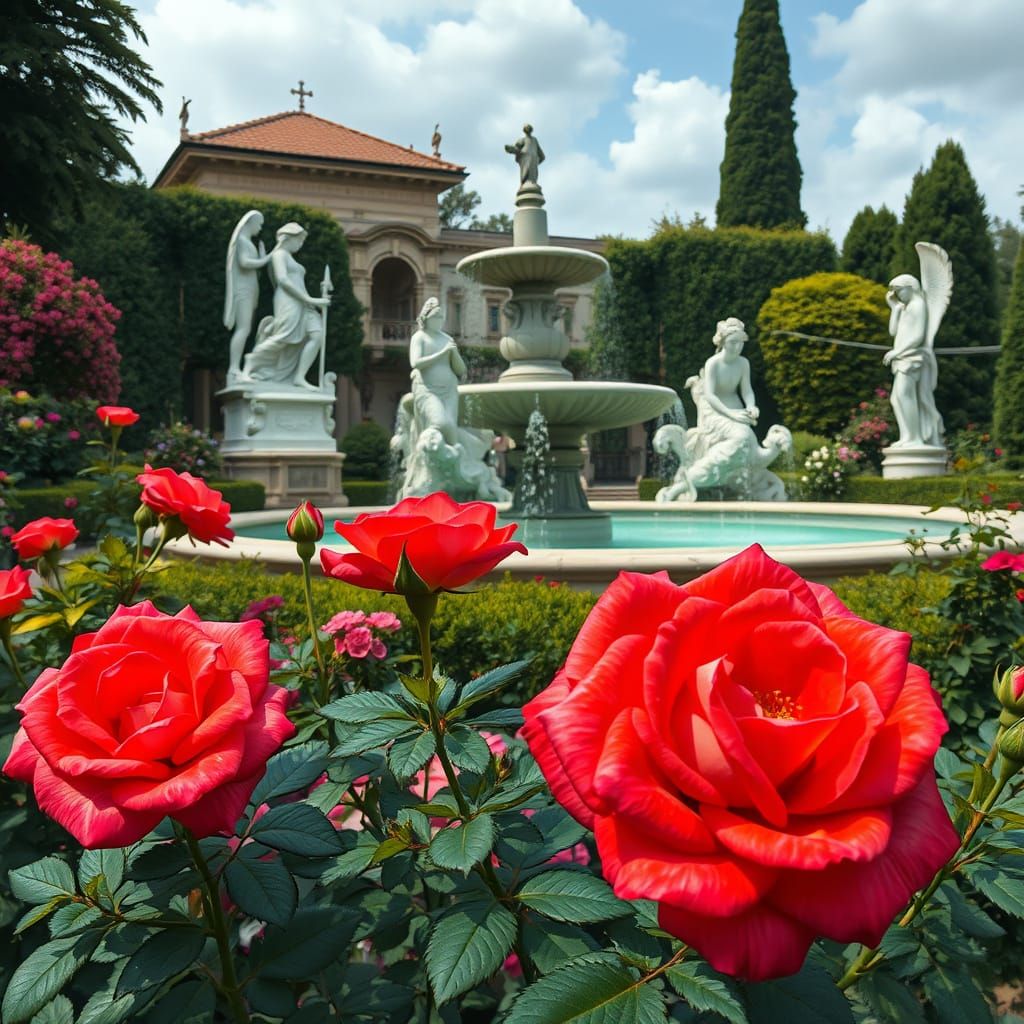 Italian Rose Garden with Graffiti Art Elements