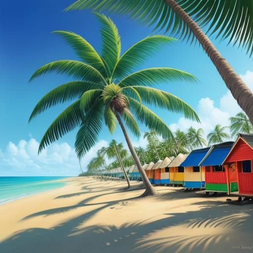 Madagascar Beach: Tropical Monsoon Oil Painting