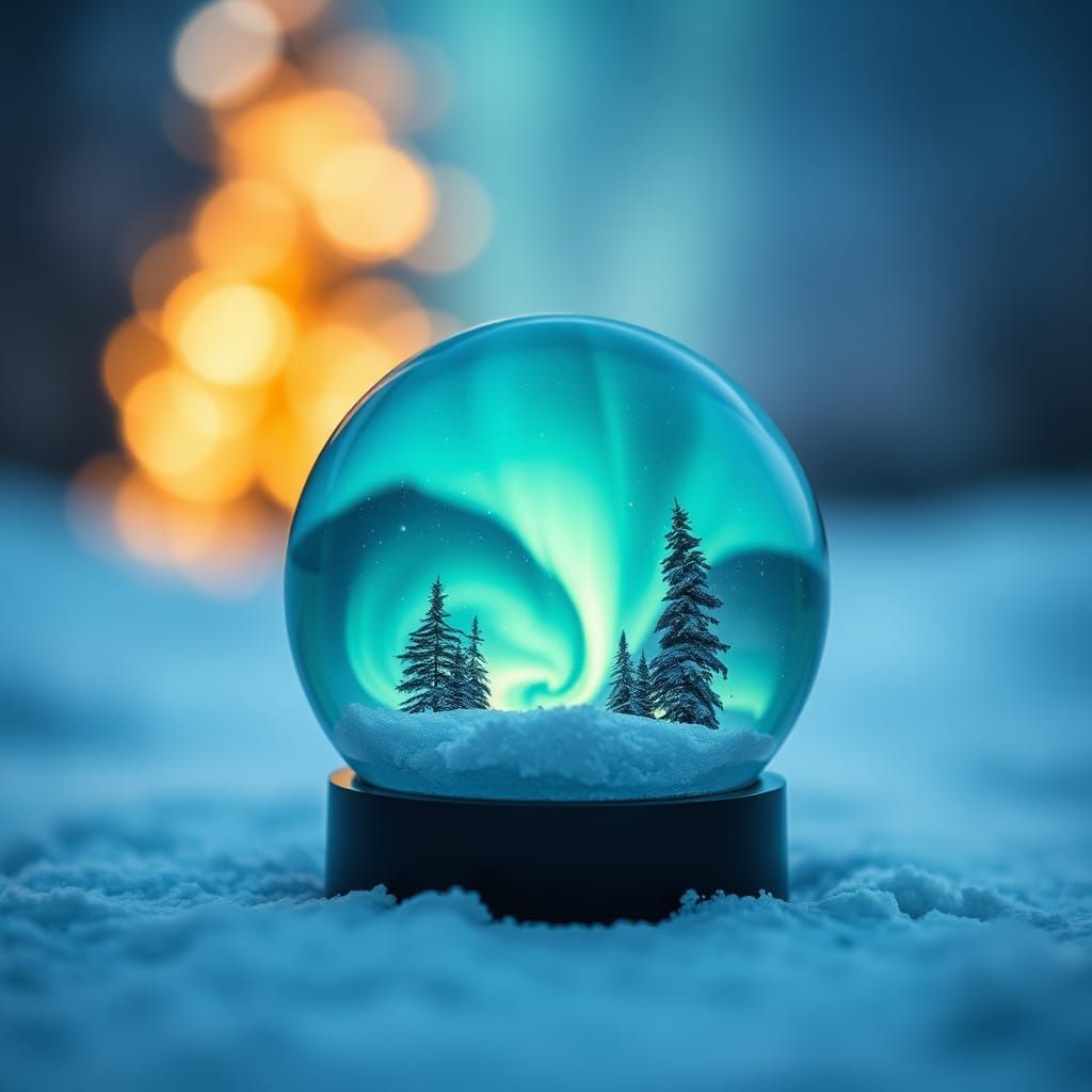 Northern Lights Captured in a Snow Globe