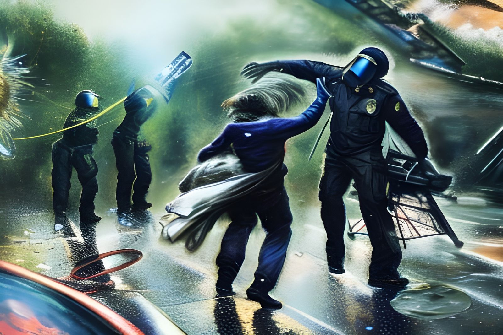 Photorealistic Police Brutality Digital Illustration