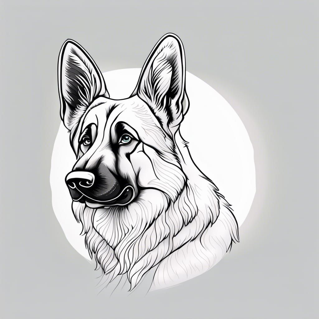 German Shepherd Coloring Page: Simple Line Art