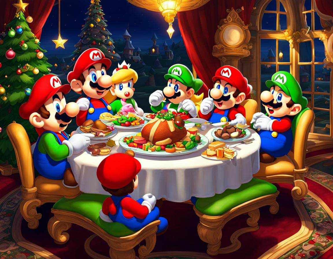 Mario's Christmas Dinner at Mushroom Kingdom Castle