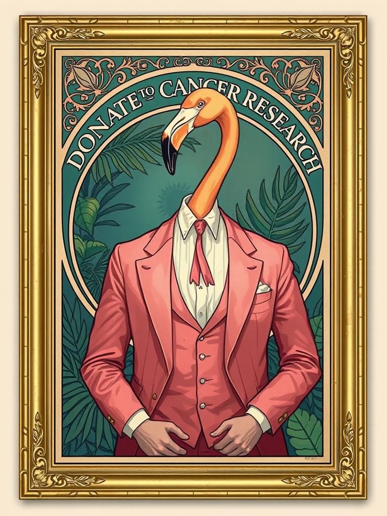 Flamingo in Art Nouveau Style Supports Cancer Research