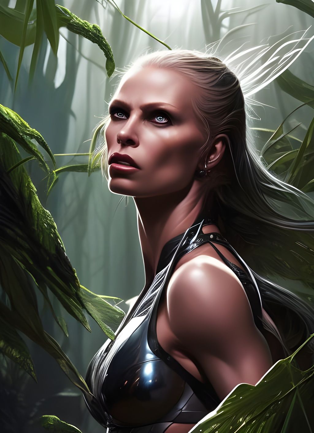 Jungle Queen Portrait in Hyperdetailed Comic Art Style