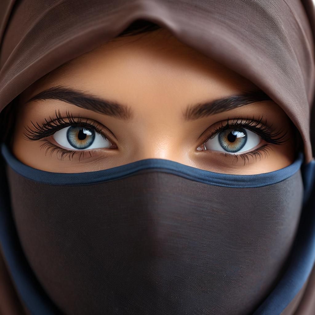 Niqabi Woman Portrait with Bokeh Effect