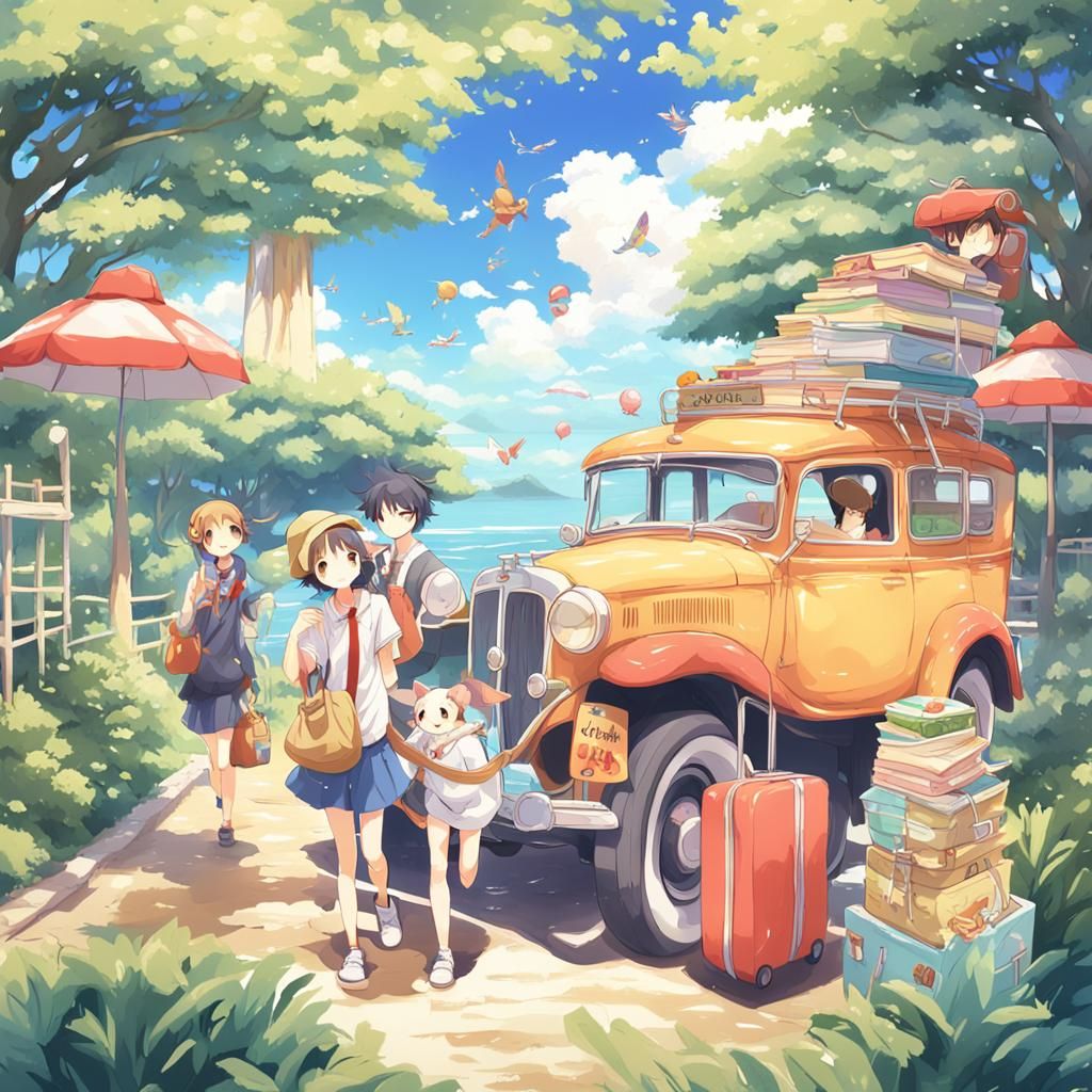 Vacation in Anime-Style Whimsical Word Art