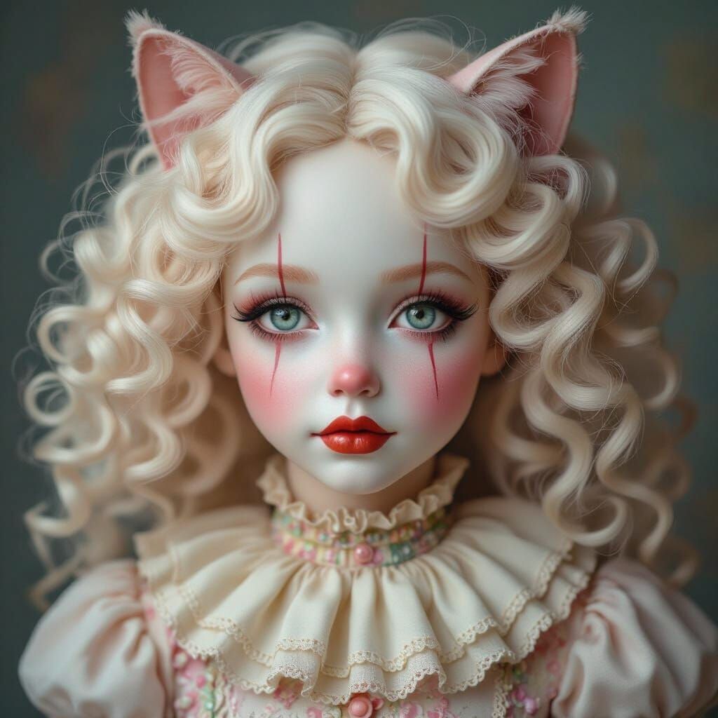 Ethereal Clown Doll in Surreal Romantic Style