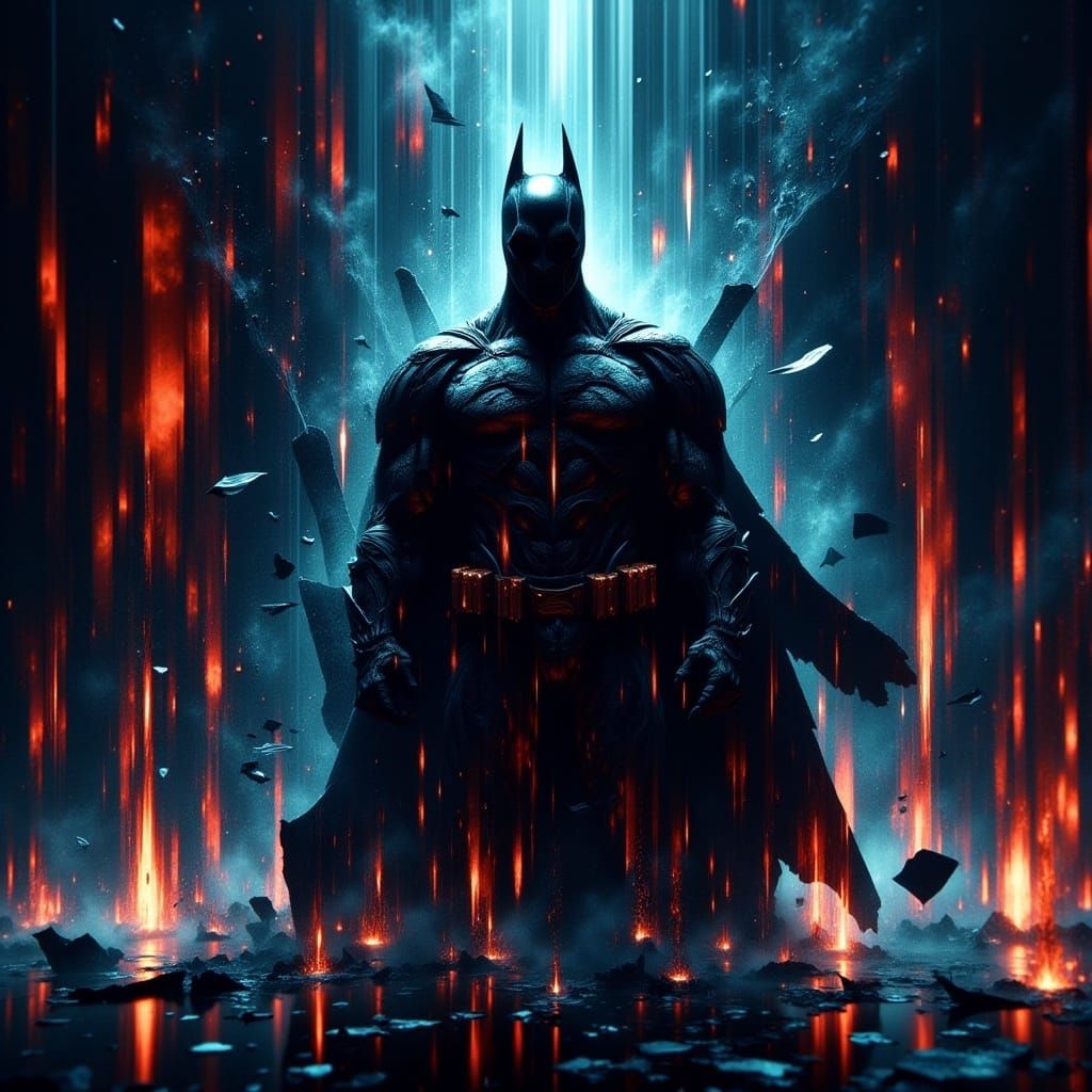 Dark Cyberpunk Batman in Glitch Art