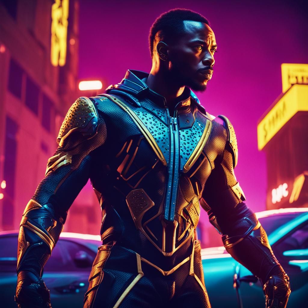 Futuristic African American Jaguar-Cheetah Superhero