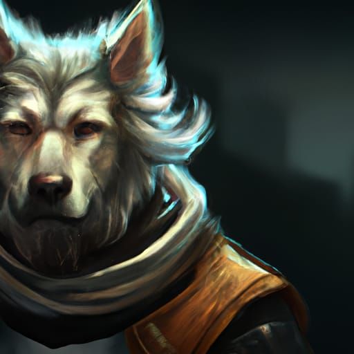 Humanoid Dog Character Portrait in RPG Fantasy Style