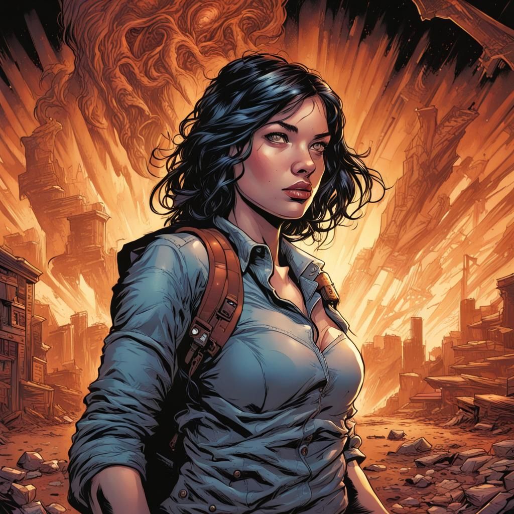 Resilient Girl in Comic Book Art Style