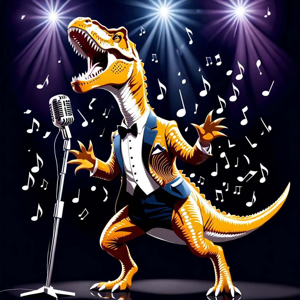 Dinosaur Jazz Crooner in a Flashy Suit
