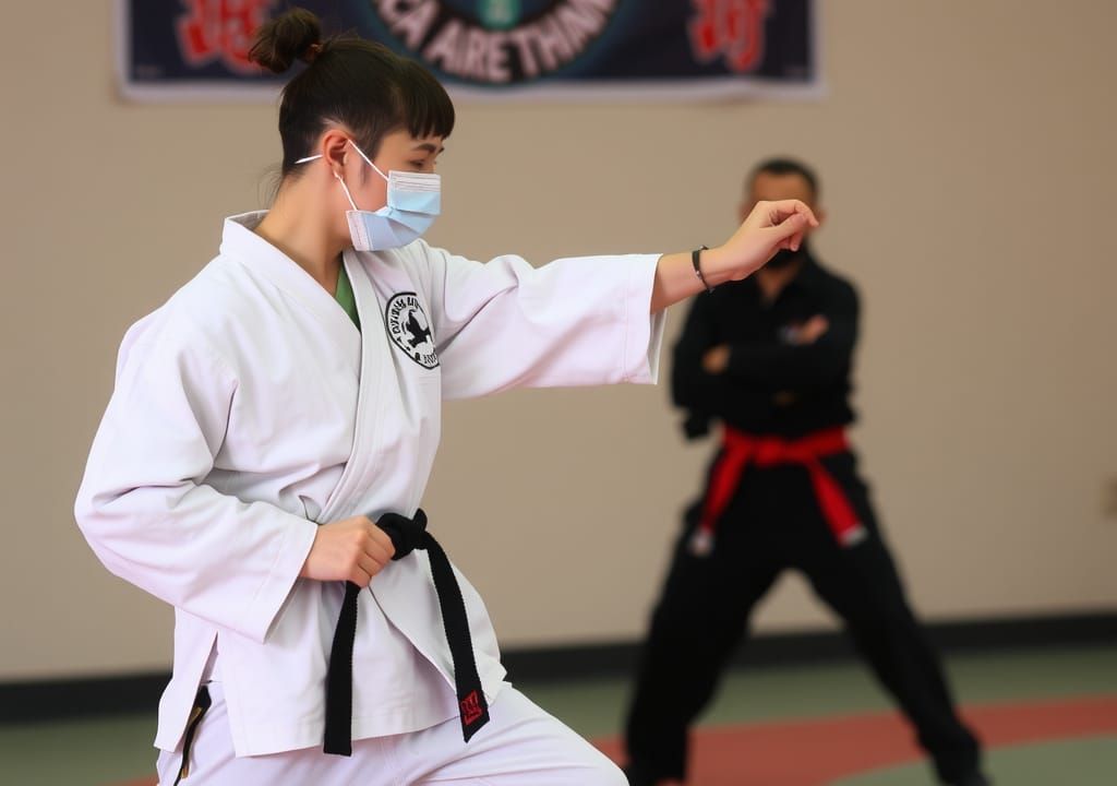Dynamic Karate Practitioner in Action