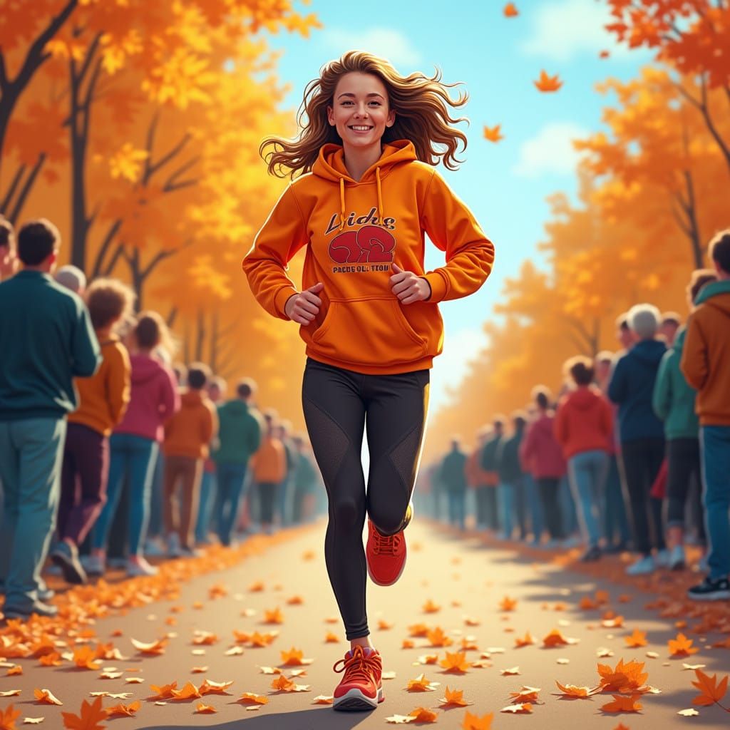 Vibrant Fall Runner in Motion