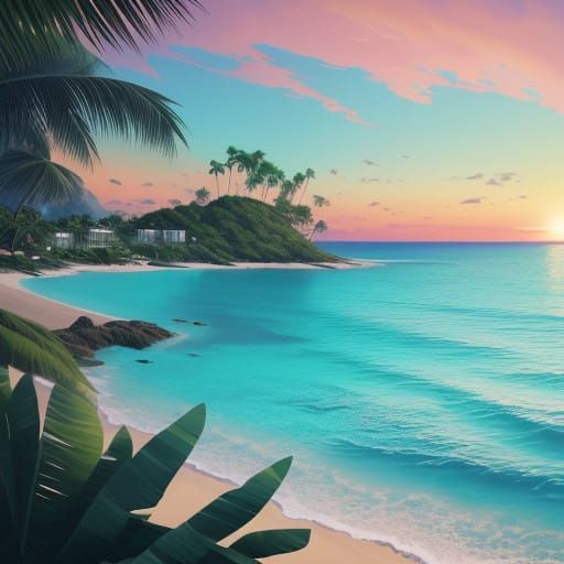 Surreal Surfboard in Sunset Haven