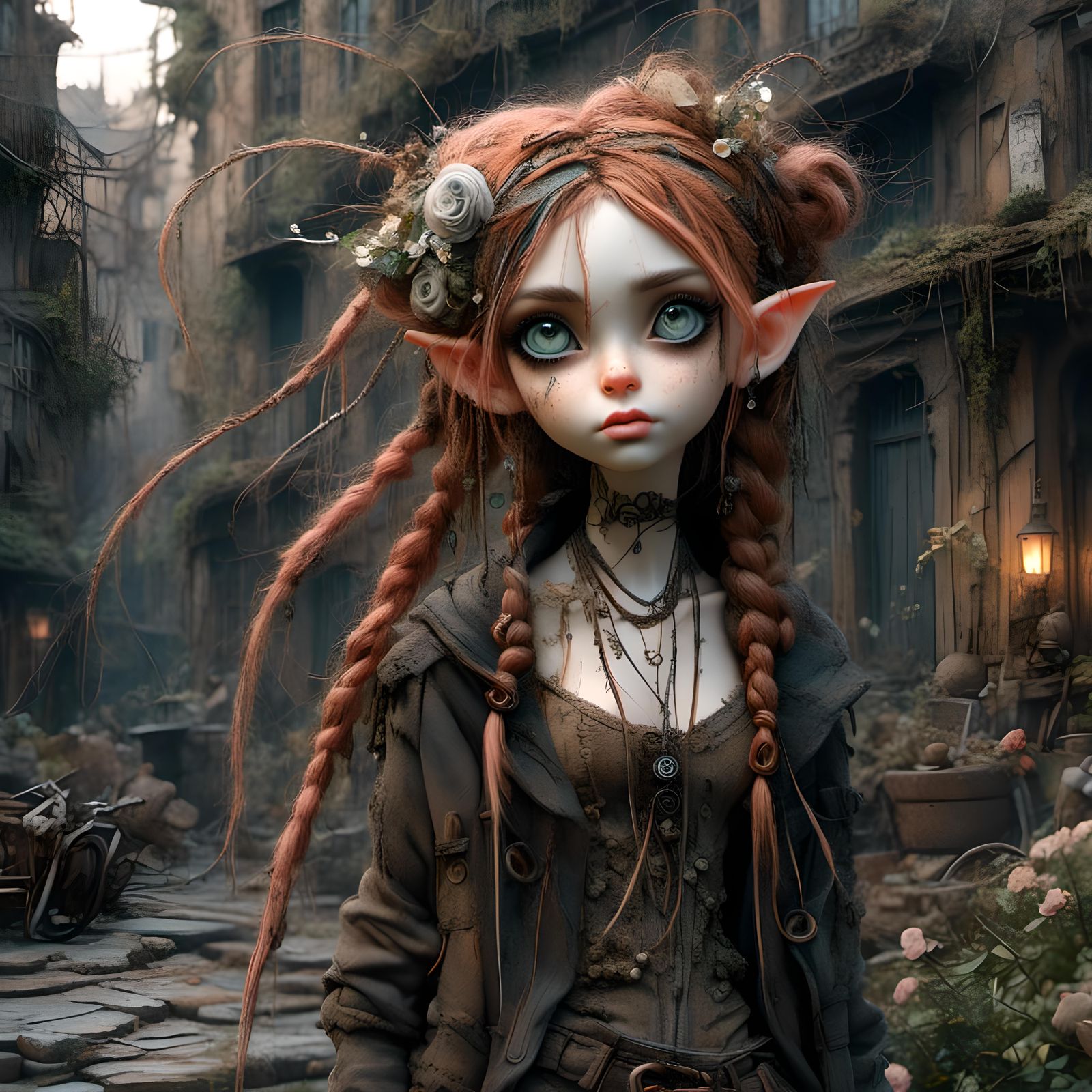 Post-Apocalyptic Punk Girl Portrait in Dystopian Style